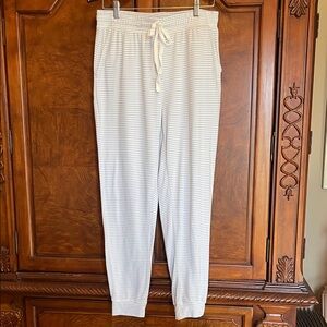 Loft Sleep White Striped Jogger Pants Size Medium